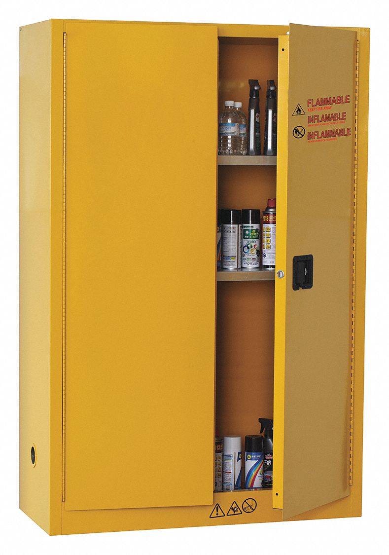 Condor 45 gal Flammable Cabinet, Manual Safety Cabinet Door Type, 65 in Height, 43 in Width - 42X501