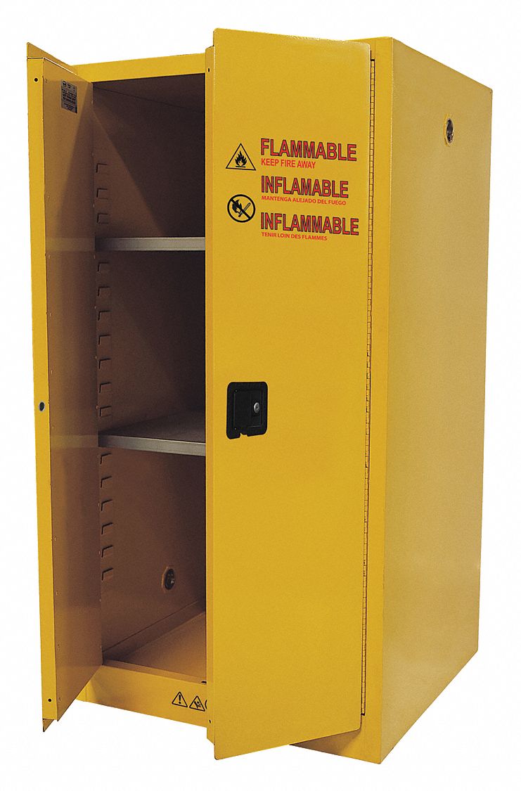 Condor 60 gal Flammable Cabinet, Manual Safety Cabinet Door Type, 65 in Height, 34 in Width - 42X502