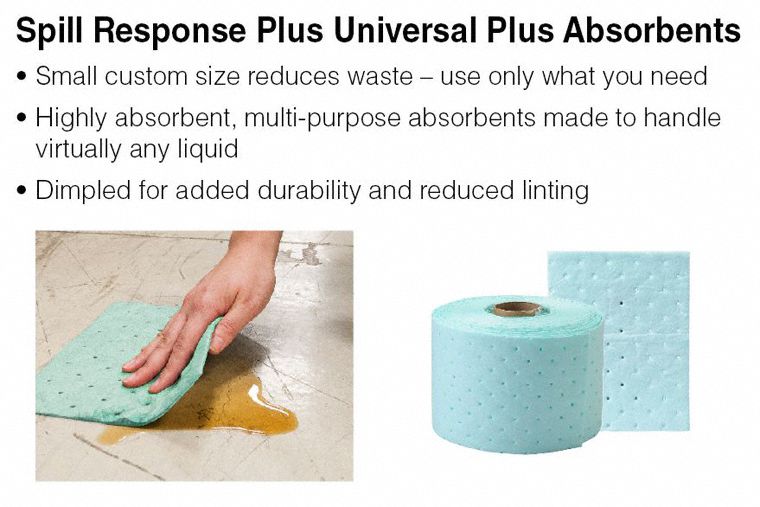 Brady 10 in Absorbent Pad, Fluids Absorbed: Chemical, Hazmat, Heavy, 11.1 gal, 200 PK - SRPH200