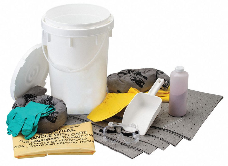 Brady Spill Kit/Station, Bucket, Chemical, Hazmat, 5 gal - SKA-BKTACID