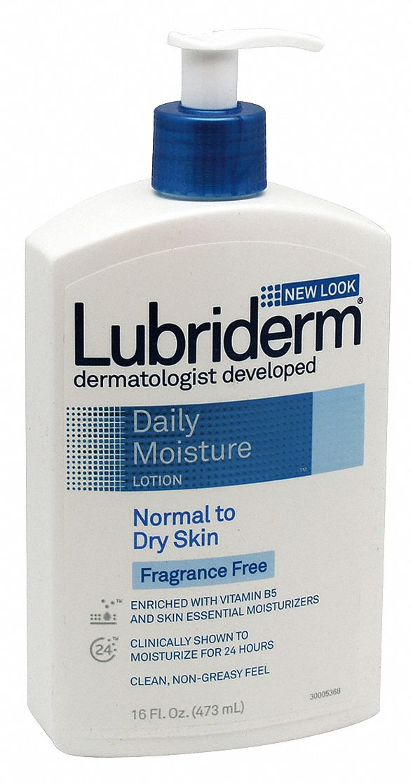 Lubriderm Hand and Body Lotion, Unscented, 16 oz Pump Bottle, 12 PK - 48856