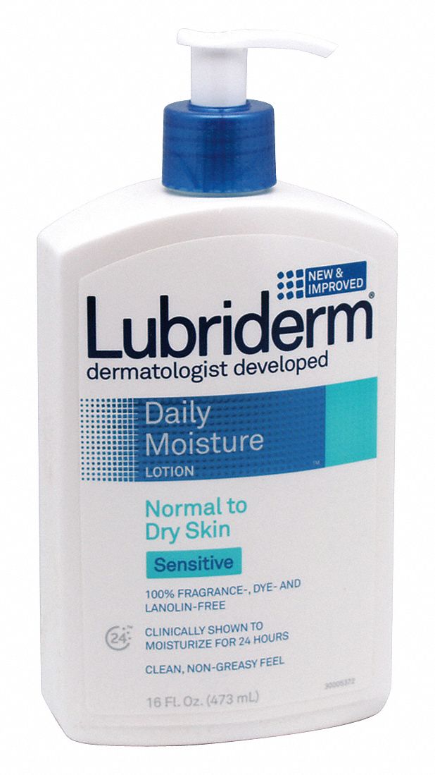 Lubriderm Hand and Body Lotion, Unscented, 16 oz Pump Bottle, 12 PK - 48316