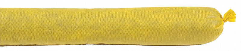 SpillTech Absorbent Sock, Chemical, Hazmat, 8.33 gal, 4 ft, Polyester, Polypropylene - YSO410