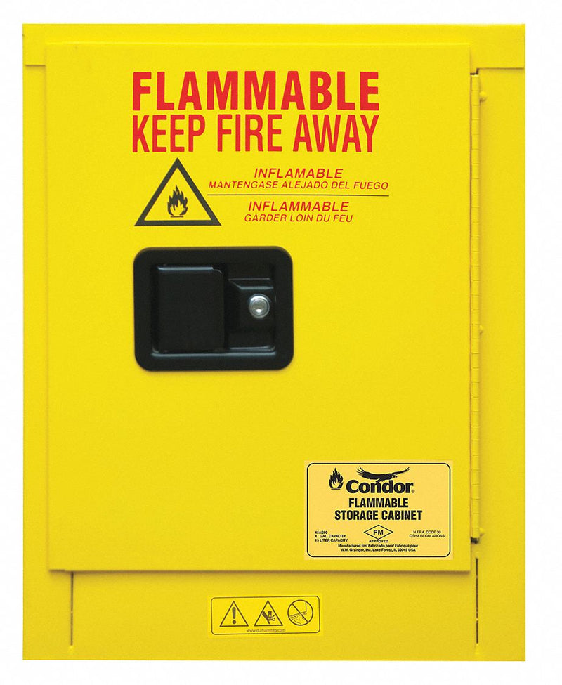 Condor 4 gal Flammable Cabinet, Manual Safety Cabinet Door Type, 22 1/8 in Height, 17 3/8 in Width - 45AE90