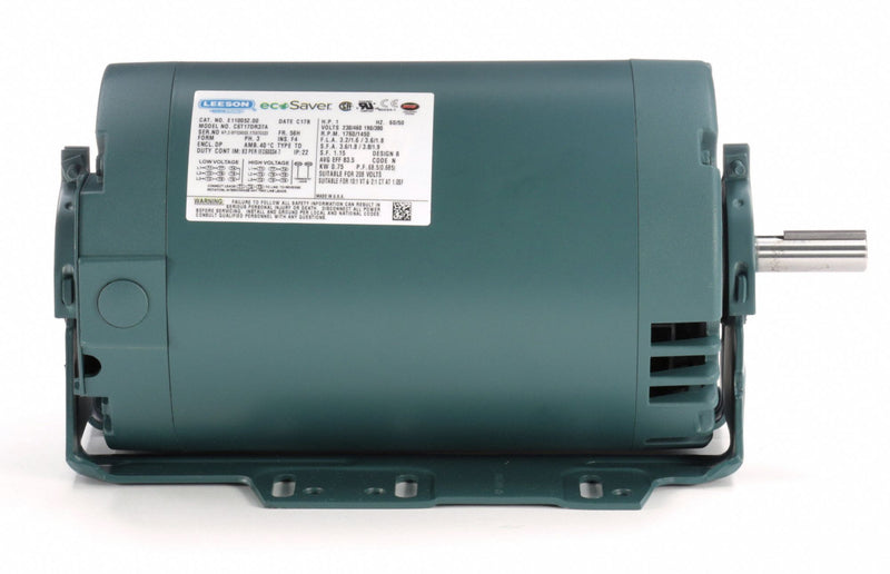 Leeson 1 HP, General Purpose Motor, 3-Phase, 1760 Nameplate RPM, 230/460 Voltage, 56H Frame - E110052.00