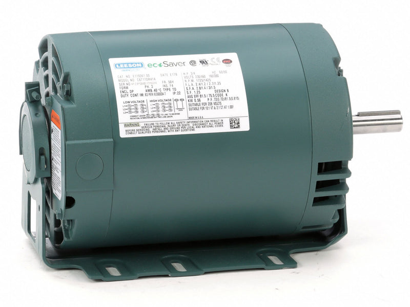 Leeson 3/4 HP, General Purpose Motor, 3-Phase, 1725 Nameplate RPM, 230/460 Voltage, 56C Frame - E119361.00