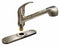 Dominion Brushed Nickel, Low Arc Pull Out, Kitchen Sink Faucet, Manual Faucet Activation, 1.80 gpm - 77-2120
