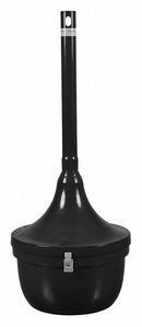 Tough Guy 4 1/2 gal Cigarette Receptacle, 39 in Height, 16 in Base Dia., Metal, Black - 45NY55