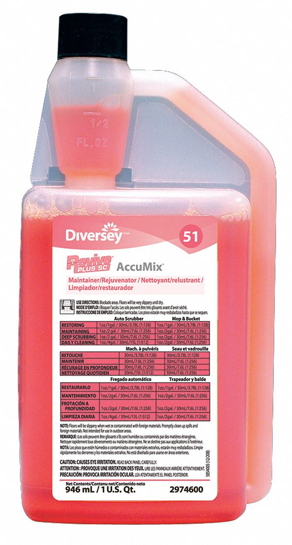 Diversey Floor Maintainer, Liquid, 32 oz., Bottle, 64.25 gal., 128.25 gal. RTU Yield per Container, PK 6 - 92974600