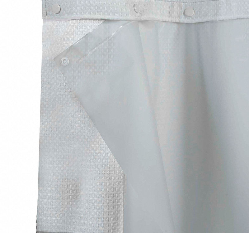Hookless Shower Curtain Liner, 70" Width, PEVA, Frost, Snap-in - HBH14SL0957
