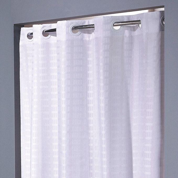 Hookless Shower Curtain, 42" Width, Polyester, White, Hookless - HBH43LIT01SX