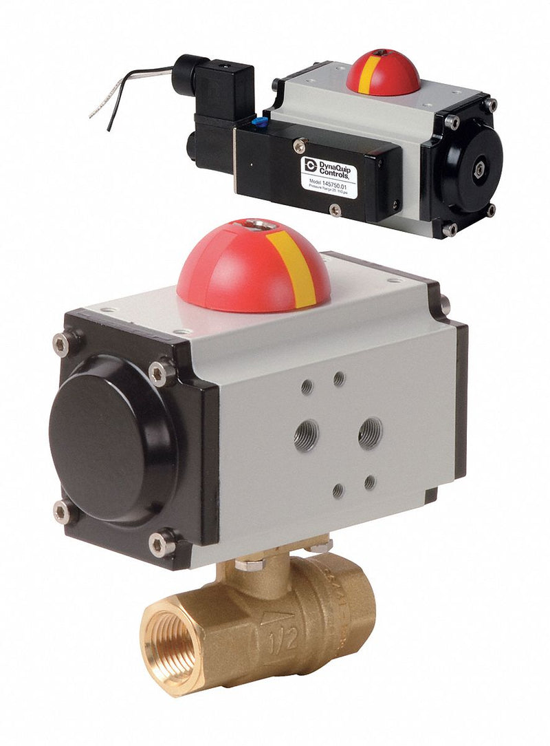 Dynaquip 1 in Double Acting Pneumatic Actuated Ball Valve, 2-Piece - PHG25ATDA052A