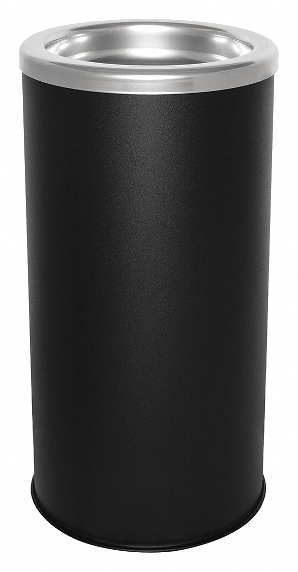 Tough Guy 1 1/2 gal Ashtray, 20 in Height, 10 in Base Dia., Metal, Black - 48L067