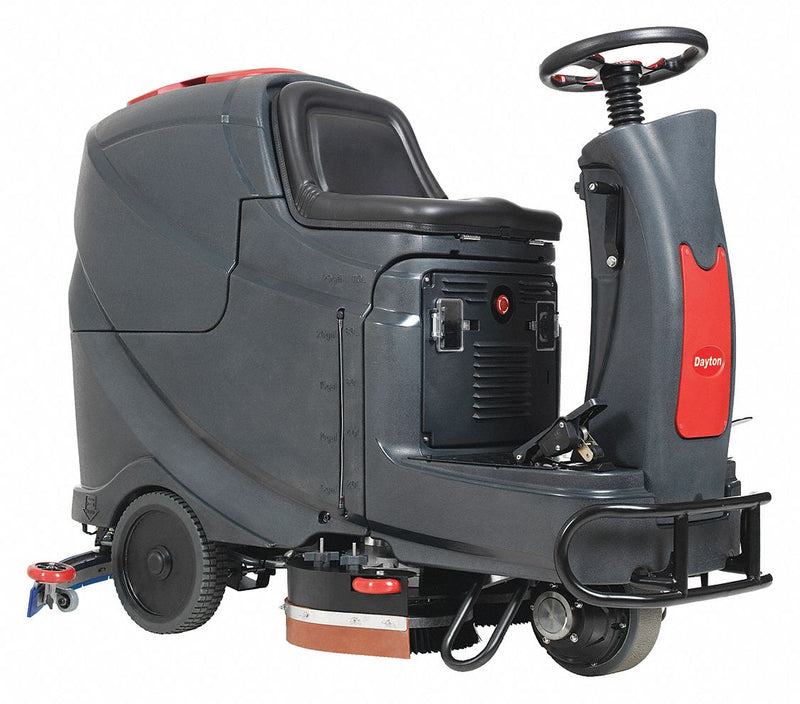 Dayton Rider Floor Scrubber, 204 RPM Brush Speed, Disc Deck Style, 0.6 hp, 28 in Cleaning Path - 48ME58