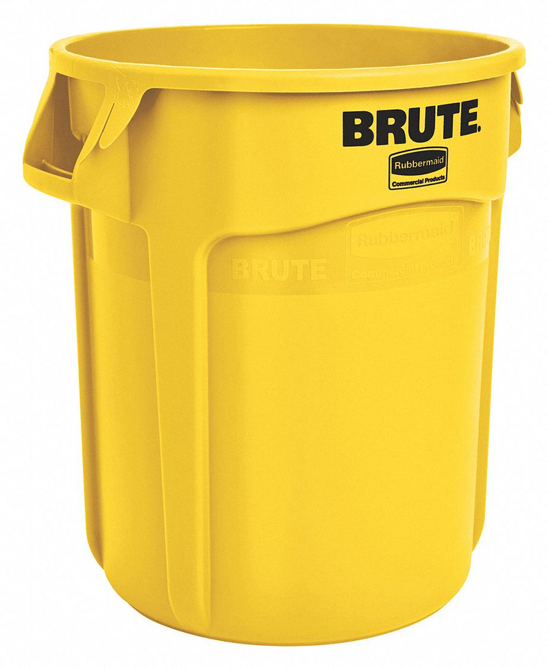 Rubbermaid 10 gal Round Trash Can, Plastic, Yellow - FG261000YEL