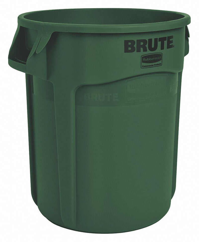 Rubbermaid 10 gal Round Trash Can, Plastic, Green - FG261000DGRN