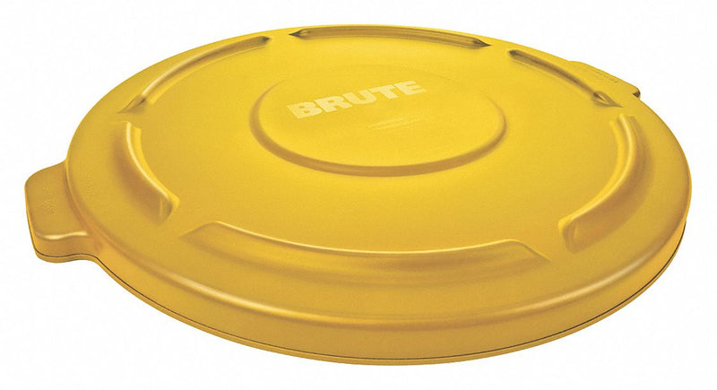 Rubbermaid BRUTE Series, Trash Can Top, Round, Flat, 55 gal, Yellow - FG265400YEL