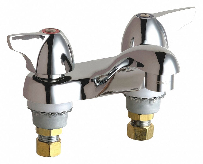 Chicago Faucets Chrome, Low Arc, Bathroom Sink Faucet, Manual Faucet Activation, 2.2 gpm - 802-V1000ABCP
