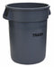 Rubbermaid 32 gal Round Trash Can, Plastic, Gray - FG263252GRAY