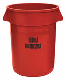 Rubbermaid 32 gal Round Trash Can, Plastic, Red - FG263253RED