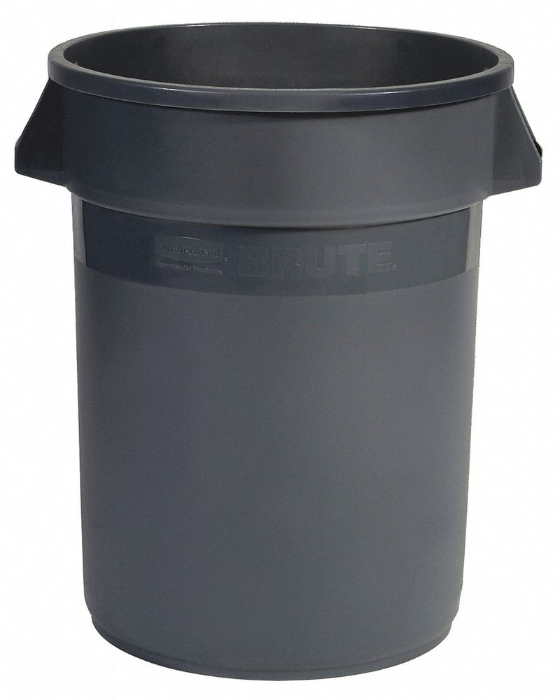 Rubbermaid 55 gal Round Trash Can, Plastic, Gray - FG265588GRAY