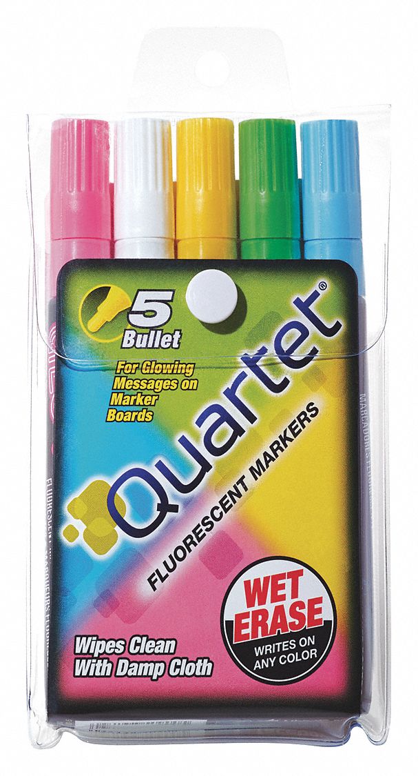Quartet Wet Erase Markers, Bullet, Marker Cap Capped, Barrel Type Original, Number of Markers 5, PK 5 - 5090A