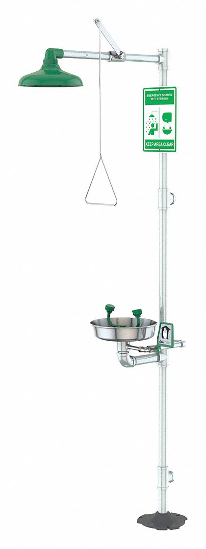 Condor Shower with Eye Wash, Floor Mount, Stainless Steel, Unassembled - 49EV52