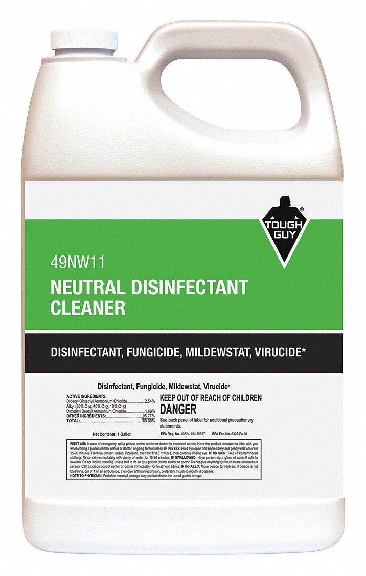 Tough Guy Disinfectant Cleaner, 1 gal. Cleaner Container Size, Jug Cleaner Container Type, Lemon Fragrance - 49NW11