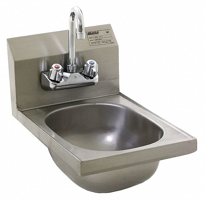 Eagle Stainless Steel Hand Sink, With Faucet, Wall Mounting Type, Silver - HSAN-10-F