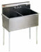 Eagle Floor-Mount Utility Sink, 2 Bowl, Stainless, 37 3/8 inL x 22 inW x 39 1/2 inH - 1836-2-16/4-IF
