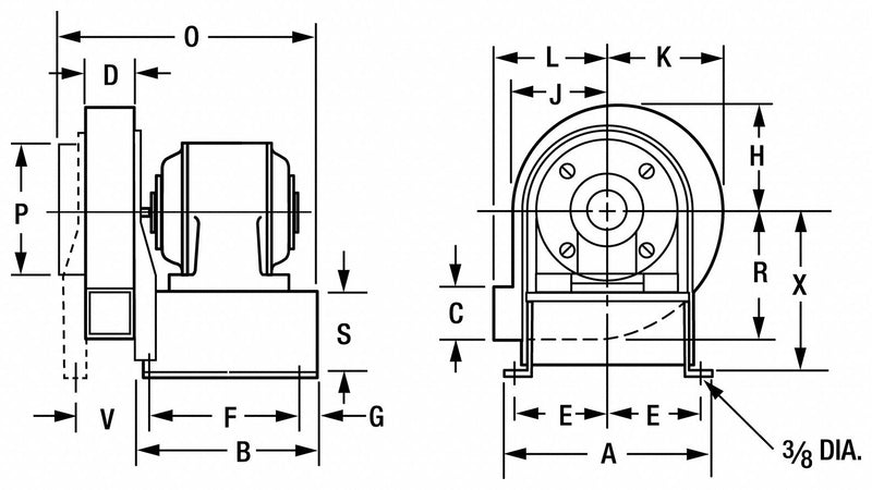 Dayton High Pressure Blower Less Motor, 13 1/2 in" Wheel Dia., 23 1/8 in"H - 4C330
