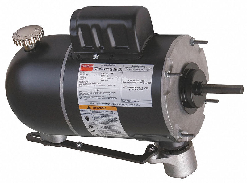 Dayton 1/4 HP Oscillating Fan Motor, Permanent Split Capacitor, 1075/875 Nameplate RPM,115 Voltage, Frame 4 - 4C354