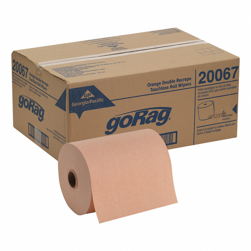 Georgia-Pacific Dry Wipe Roll, Brawny Professional D400, Various, Number of Sheets Various, Orange, PK 6 - 20067