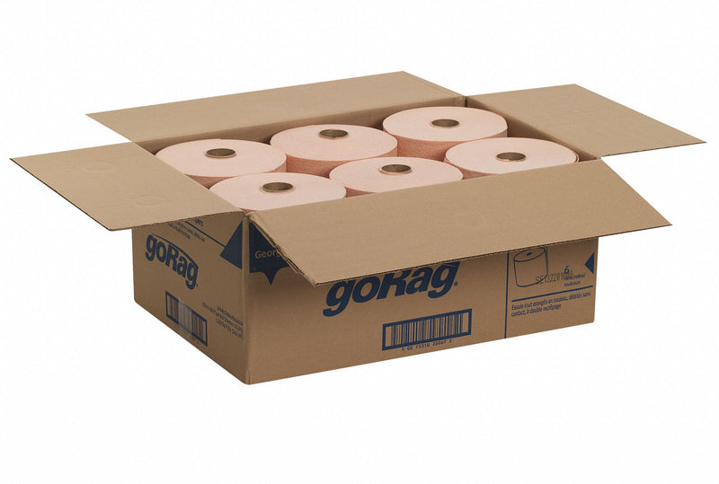 Georgia-Pacific Dry Wipe Roll, Brawny Professional D400, Various, Number of Sheets Various, Orange, PK 6 - 20067