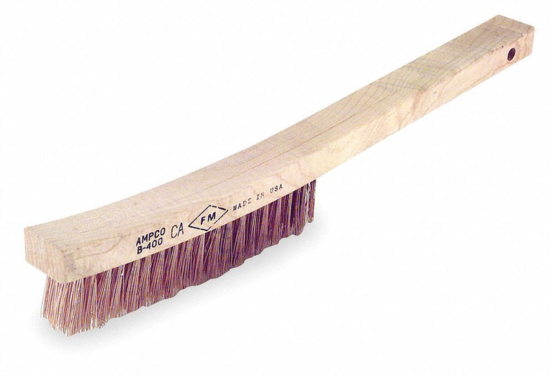Ampco 13-3/4"L Bronze Long Handle Nonsparking Scratch Brush, 1 EA - B-400