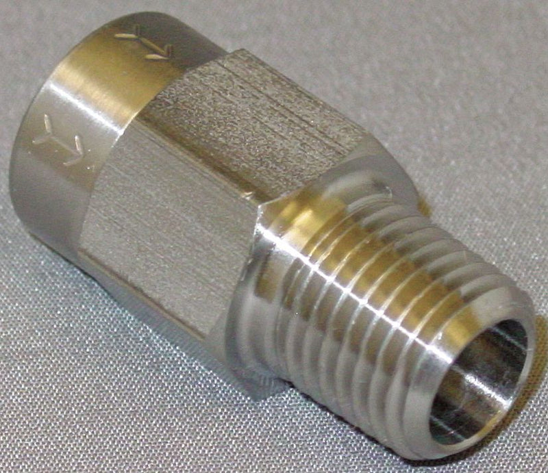 Top Brand Check Valve, 1/4 in, Single, Inline Piston, Stainless Steel, MNPT x FNPT - CHK SST 410-4F4M-F