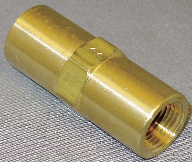 Top Brand Check Valve, 3/8 in, Single, Inline Piston, Brass, FNPT x FNPT - CHK BRS 615-6F6F-B