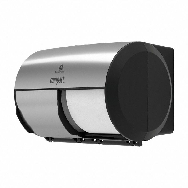 Georgia-Pacific Toilet Paper Dispenser, Compact(R), Gray, Coreless, (2) Rolls Dispenser Capacity - 56796A