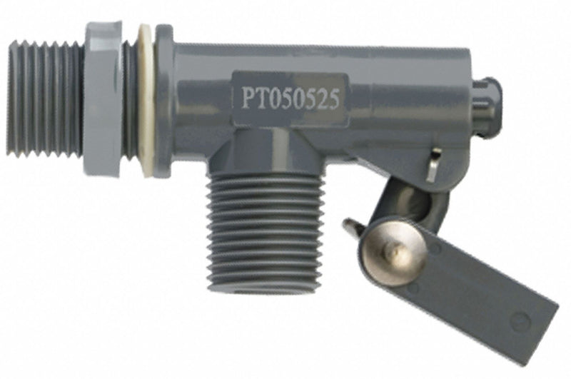 Kerick Bulkhead-Mount Float Valve with Threaded Outlet, 1/4 in -20 Rod Thread, PVC - PT050525