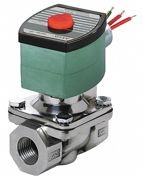 Redhat 24V DC Stainless Steel Solenoid Valve, Normally Closed, 3/8" Pipe Size - 8210G036