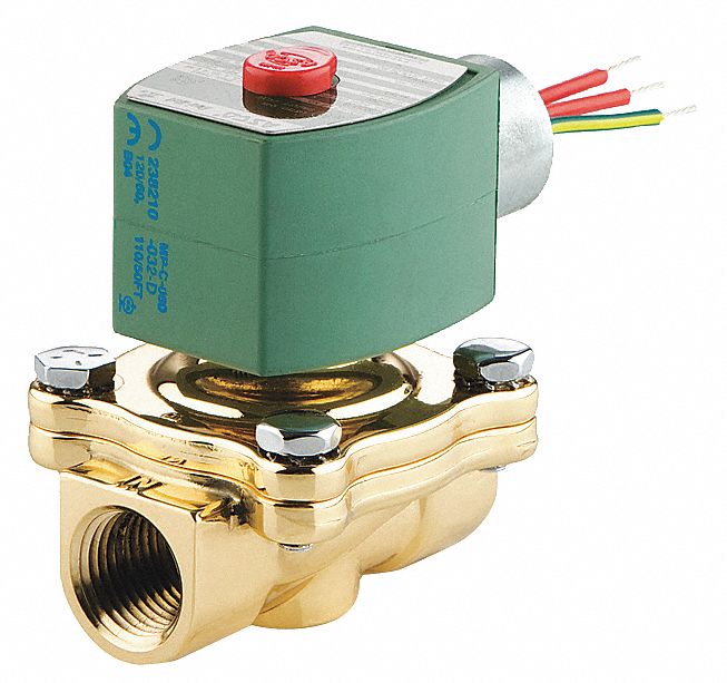 Redhat 120V AC Brass Solenoid Valve, Normally Closed, 1/2" Pipe Size - HT8210G002