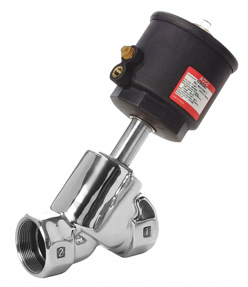 ASCO Stainless Steel Angle Body Piston Valve, 2-Way/2-Position Valve Design, Normally Closed - 8290A068