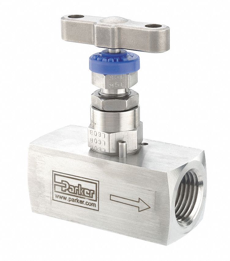 Parker Needle Valve, Straight, SS, 1/4 In., FNPT - HNVS4FF