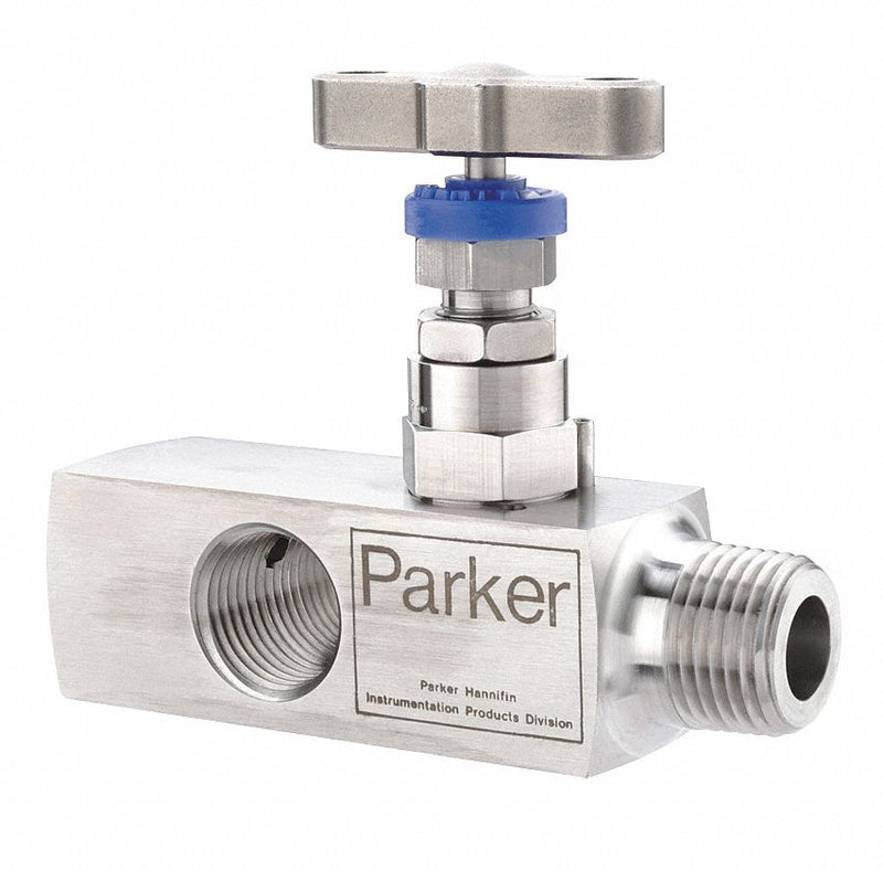 Parker Gauge Valve, Angled, SS, 1/2 In. x 3-1/2 In - HGVS8