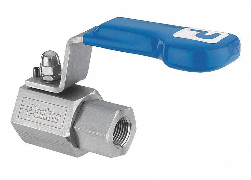 Parker Ball Valve, 316 Stainless Steel, Inline, 2-Piece, Pipe Size 1/2 in, Connection Type FNPT x FNPT - HPBYB8FF