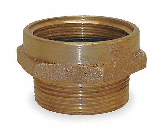 Moon American Fire Hose Adapter, Hex, Fitting Material Brass x Brass, Fitting Size 1 in x 1 in - 357-1061021