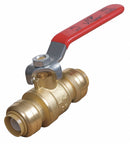 Sharkbite Ball Valve, Lead-Free Naval Brass, Arsenical, Inline, 1-Piece, Pipe Size 1/2 in - 22222-0000LF