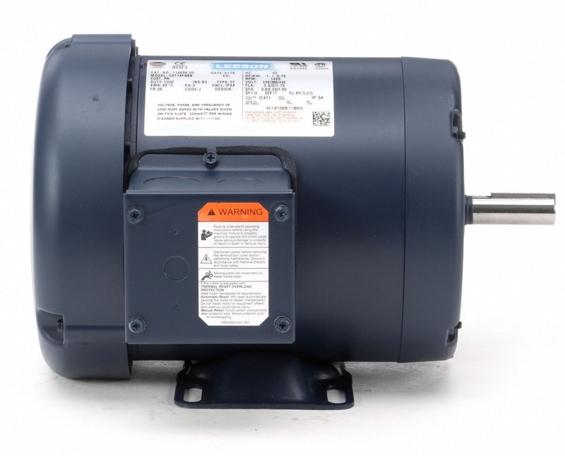 Leeson 1 HP 50 Hz Motor,3-Phase,1425 Nameplate RPM,220/380/440 Voltage,Frame 56 - 114888