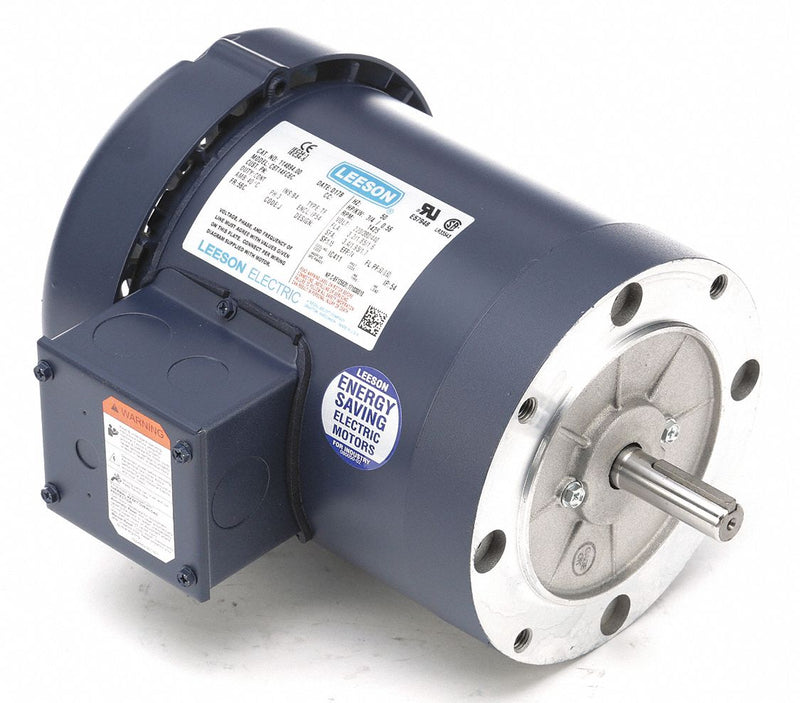 Leeson 3/4 HP 50 Hz Motor,3-Phase,1425 Nameplate RPM,220/380/440 Voltage,Frame 56C - 114894