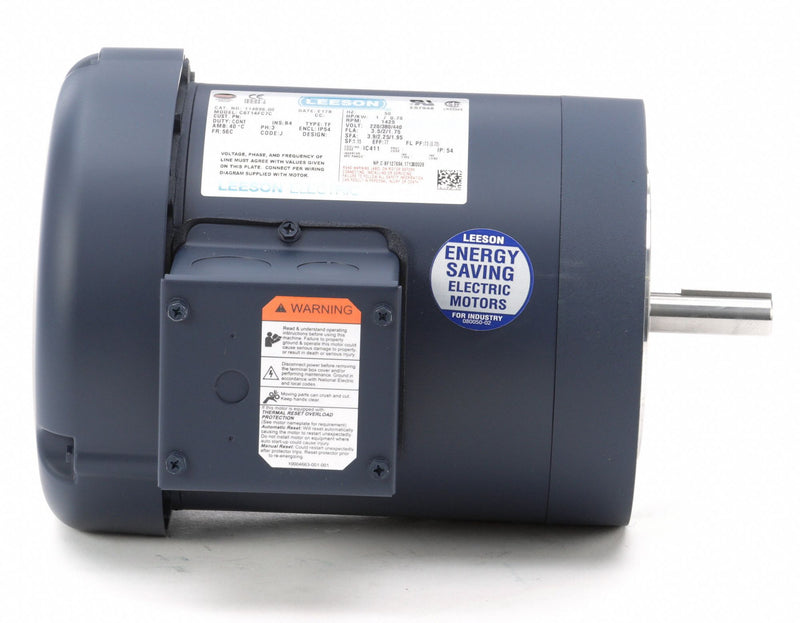 Leeson 1 HP 50 Hz Motor,3-Phase,1425 Nameplate RPM,220/380/440 Voltage,Frame 56C - 114896